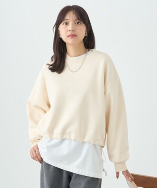 earth music&ecology ドロストヘムスウェット Ivory