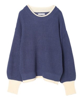 Green Parks ・Ｐｅｔｉｔ　Ｆｌｅｕｒ　レイヤード風ハイショクニット Blue