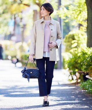 J.PRESS LADIES ストライプ プリント 剣先 スカーフ ネイビー系5