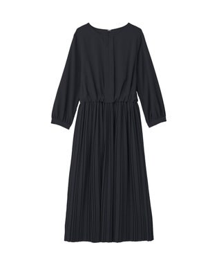 YECCA VECCA ジョーゼットプリーツワンピース Navy