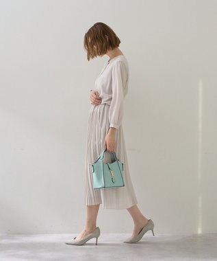 YECCA VECCA ジョーゼットプリーツワンピース Light Gray