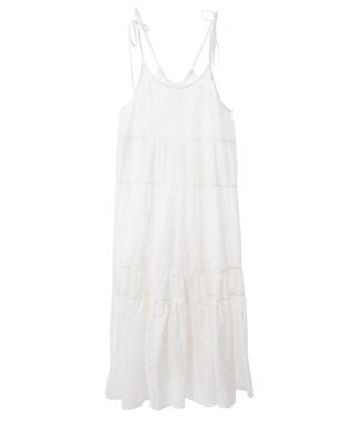 CRAFT STANDARD BOUTIQUE インド綿シフリー切り替えティアードキャミワンピース White