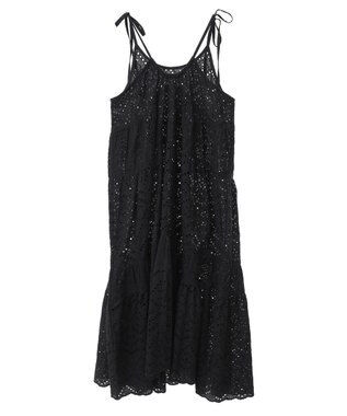 CRAFT STANDARD BOUTIQUE インド綿シフリー切り替えティアードキャミワンピース Black