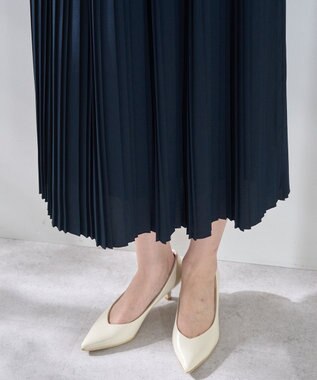 YECCA VECCA ジョーゼットプリーツワンピース Navy