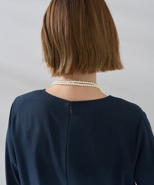 YECCA VECCA ジョーゼットプリーツワンピース Navy