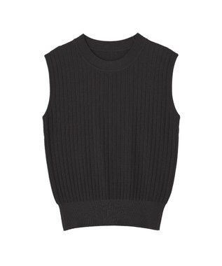 YECCA VECCA 【マシンウォッシャブル】ノースリーブリブニット Black