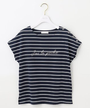 ANY SIS L マリンディテールロゴ Ｔシャツ ネイビーボーダー