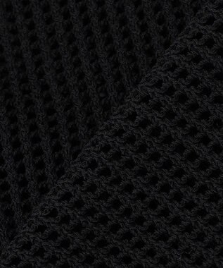 組曲 L 【先行予約・WEB限定・前後着用可】メッシュニット 襟付き半袖カーディガン ブラック系