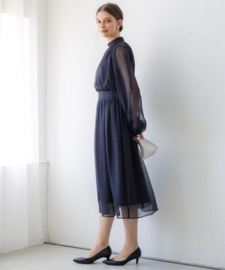 23区 L 【APPLAUDIR】クレープシフォン ドレス ネイビー
