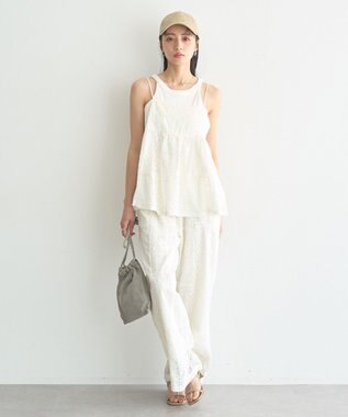 earth music&ecology 【セットアップ対応】【WEB・一部店舗限定】パッチワークレースキャミソール Off White