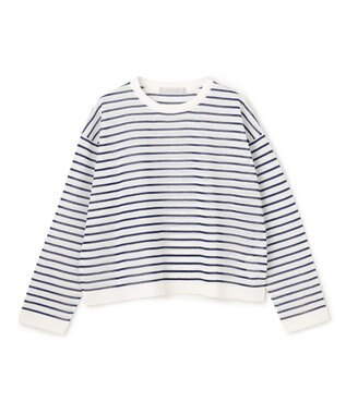 UNFILO シアーフォルムニット ボーダー オフ×ネイビー