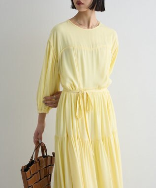 Green Parks ボリュームスリーブティアードワンピース Yellow