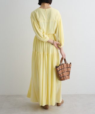 Green Parks ボリュームスリーブティアードワンピース Yellow