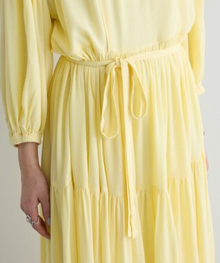 Green Parks ボリュームスリーブティアードワンピース Yellow