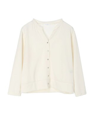 Green Parks カットジョーゼットドットボタンカーディガン Off White