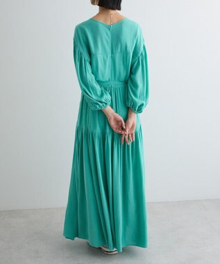 Green Parks ボリュームスリーブティアードワンピース Green