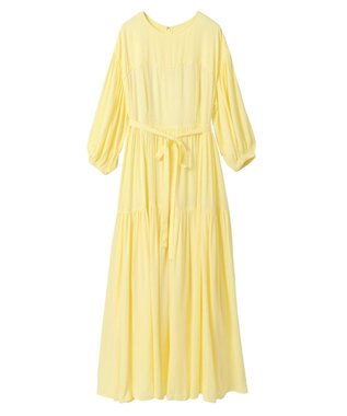 Green Parks ボリュームスリーブティアードワンピース Yellow
