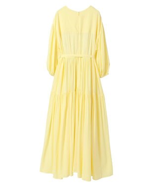 Green Parks ボリュームスリーブティアードワンピース Yellow
