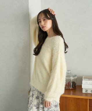 earth music&ecology モヘヤライクレースニット Ivory