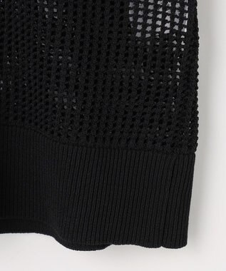 組曲 L 【先行予約・WEB限定・前後着用可】メッシュニット 襟付き半袖カーディガン ブラック系