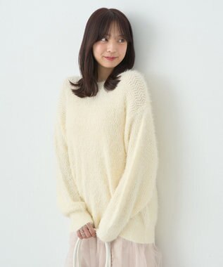 earth music&ecology モヘヤライクレースニット Ivory