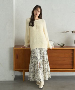 earth music&ecology モヘヤライクレースニット Ivory