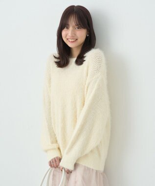 earth music&ecology モヘヤライクレースニット Ivory