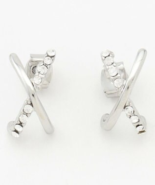 ANY 【WEB限定】クロスフープピアス(両耳用) シルバー