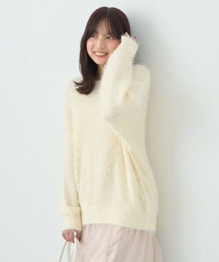 earth music&ecology モヘヤライクレースニット Ivory