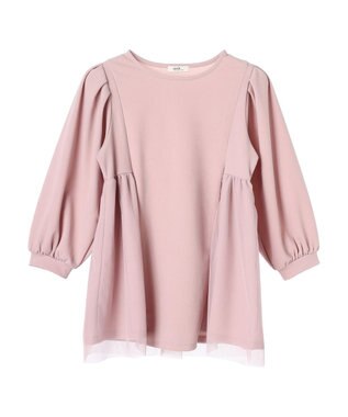 earth music&ecology チュールドッキングチュニック Pink Beige