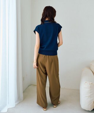 YECCA VECCA 配色フリルカーディガン Navy
