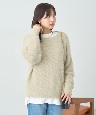 earth music&ecology モヘヤライクレースニット Beige