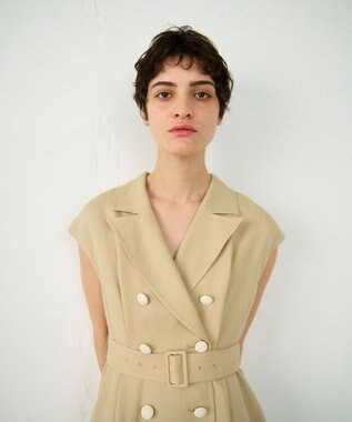 GRACE CONTINENTAL テーラーフレアワンピース ベージュ