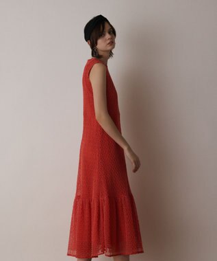 GRACE CONTINENTAL メッシュロングワンピース レッド