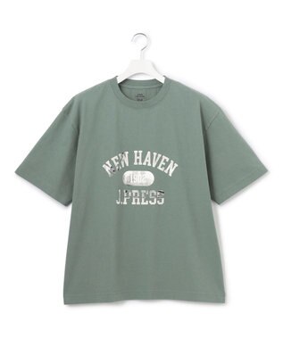 J.PRESS YORK STREET 【UNISEX】フォトプリント Tシャツ ”College Logo” ライトグリーン系