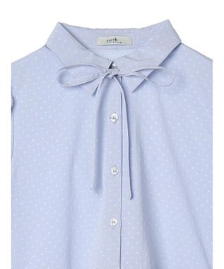 earth music&ecology リボン付き切り替えギャザーシャツチュニック Light Blue