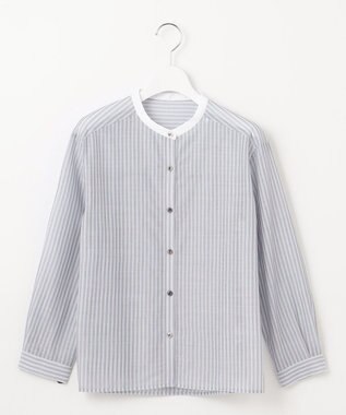 J.PRESS LADIES L シアーピンストライプ カットソー スカイブルー×スレート系1