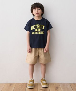 ANY KIDS ロゴプリント 半袖Tシャツ ネイビー