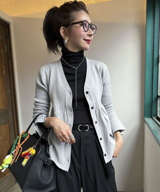 Green Parks ペプラムニットカーディガン Gray