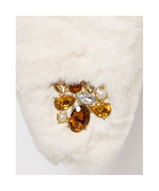 UNBILLION カシュネ cache nez / ビジュー付エコファーティペット アイボリー