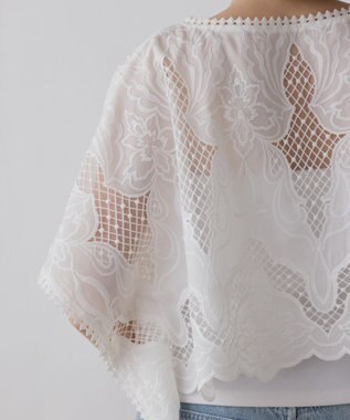 GRACE CONTINENTAL 刺繍ポンチョトップ ホワイト