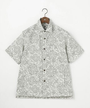 JOSEPH ABBOUD 【UV加工/エコ撥水/軽量】ライトウェーブライトボタニカルプリントシャツ ライトグレー系6