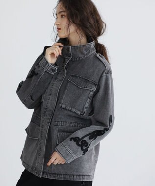 Green Parks ■ESCAR デニムコード刺繍ジャケット Gray