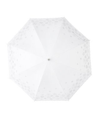 MOONBAT ランバン オン ブルー 晴雨兼用日傘 長傘 フラワー×スカラ刺繍 遮光 遮熱 UV オフホワイト