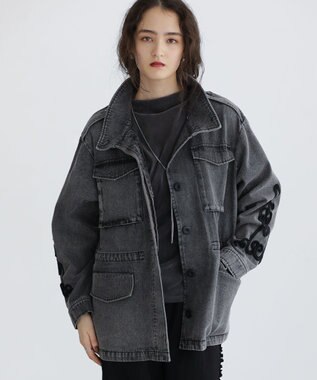 Green Parks ■ESCAR デニムコード刺繍ジャケット Gray