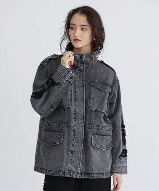 Green Parks ■ESCAR デニムコード刺繍ジャケット Gray