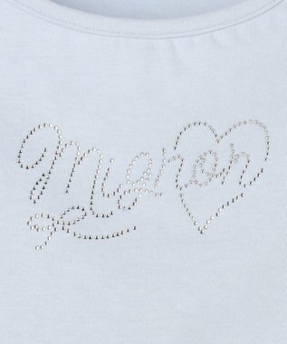 ANY KIDS 【綿100%】肩リボン×ラインストーンロゴ 半袖Tシャツ サックスブルー