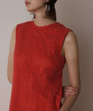 GRACE CONTINENTAL メッシュロングワンピース レッド