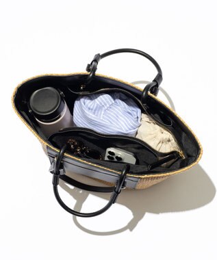 23区 雑材 トートバッグ ナチュラル×ブラック