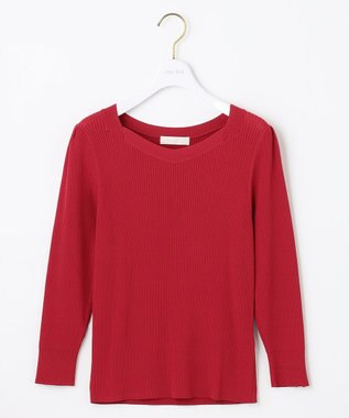 ANY SIS 【洗える】ネックポイントリブ ニット レッド